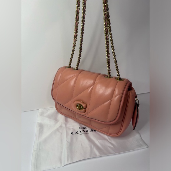 Coach Pillow Madison Shoulder Bag With Quilting C8560 Nappa Leather In Coral EUC - Picture 14 of 16